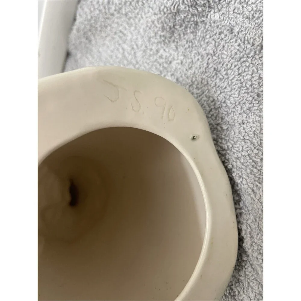 Madonna & Child Ceramic Standing Figurine Artist Signed White Glazed - Picture 8 of 11